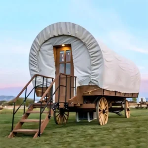 Customized Luxury Outdoor Waterproof Carriage Wagon Tent with Mobile Wheel Glamping Camping Tent