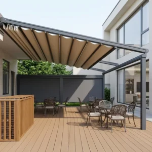 Customized Motorized & Manual Optional Waterproof Folding Pergola Retractable Roof for Hotel Resort Terrace