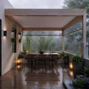 Customized Motorized Waterproof Metal-Frame Pergola Canopy Fixed Gazebo Pavilion