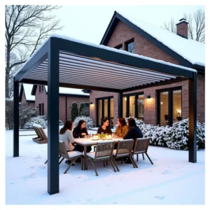 Customized Outdoor Restaurant Pergola Waterproof Tented Motorised Modern Aluminum Garden Pergola with Retractable Canopy