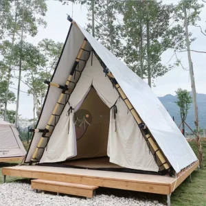 Customized Safari Tent Featured Triangular Shape With High End Furnishings for Exclusive Glamping
