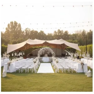 Customized Size Waterproof Outdoor Luxury Four Ways Elastic Stretch Tents Four Season Aluminium Frame UV Resistant Events