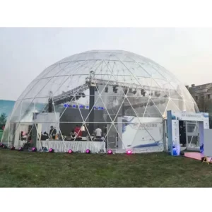 Customized Sphere Tent Outdoor Transparent 9 Meter Domo Industrial Musical Big Dome Marquee Clear Plastic 20m Dome Event Tent