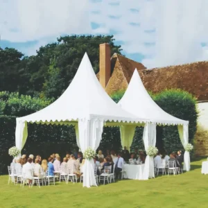 Customized Wedding Party Tent Family Steeple Marquee Glamping Iron Frame Folding Pagoda Tent