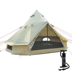 DANCHEL OUTDOOR 4 Seasons Inflatable Camping Tent Luxury Yurt Pop up Tents with Stove Jack for Family Glamping Party 3 4 Person