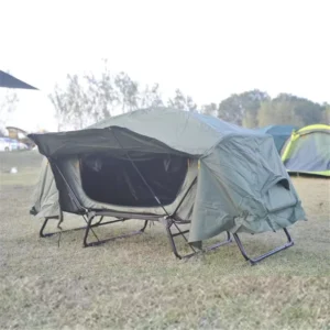 Dark Green Olive Color Modern Hospital Hotel Outdoor Use 2-Person Foldable Tent Cot Aluminum Alloy Frame Removable Cover
