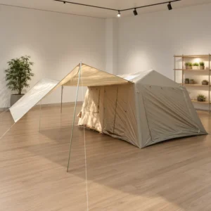 Deluxe Large Inflatable Ridge Tent 420D Oxford Fabric 396x270x200cm Luxury Glamping Cabin High Strength PVC Column Khaki