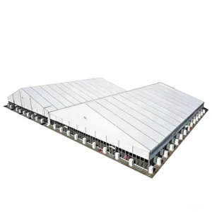 Double Combined Large Span Exhibition Tent Full Surround Glass Wall Modular Trade Show Marquee for Big Industry Expo Venue