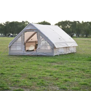 Double Door One Bedroom Cotton Fabric Waterproof Four-Season Family Camping Camouflage Inflatable Tent Quick Automatic Opening