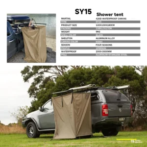 Double Function Mounted Camping Shower Tent Waterproof Privacy Changing Shelter for SUV Offroad Self Driving Camping