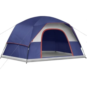 Double-Layer 5-6 Person Family Camping Tent Three-Season Dome with Large Mesh Windows and Wide Door Rainproof Windproof