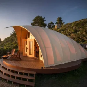 Double Layer Four Season Dome Glamping Tent Rectangular Shape With PVDF Membrane For Hotel Resort Use