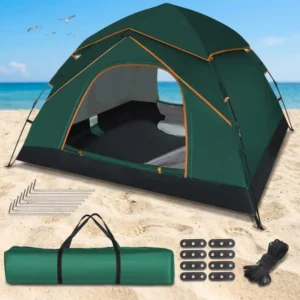 Double Layer One-Bedroom Four-Season Camping Tent for 2-3 Persons, Waterproof Fireproof