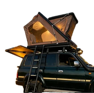 Double Layer Ultra Thin Car Tent Carbon Fiber RTT with LED Light for 3-4 Person Use
