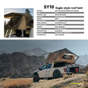 Double Layer Waterproof One Bedroom Roof Top Tent Windproof 4×4 Car Roof Tent for Outdoor Self Driving Camping