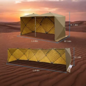 Double-Layer Waterproof Oxford Pop-up Windbreak Camping Tent with 8.4 m Privacy Screen for Desert