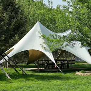 Double-Peak Canopy Tent Large Camping Tent Factory Price Safari Desert Glamping Outdoor Tent