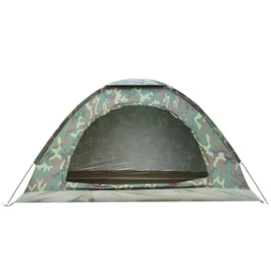 Double-Person Single-Layer Camouflage Oxford Cloth Waterproof Camping Tent for Outdoor Beach Travel Use for Spring/Summer/Autumn