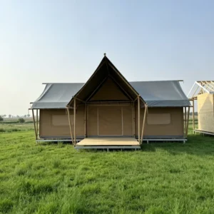 Double Safari T type or T shape Tent for Outdoor Camping Hotel Use Four season Waterproof Glamping Tent