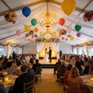 Draped Wedding Tent Crystal Chandelier Party Marquee