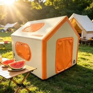 Drop Stitch Fabric PVC Waterproof Windproof 4-Windows Inflatable Camping Tent with Air Mat