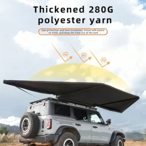 Durable Portable 180-Degree Vehicle Side Awning Double Rod Oxford Fabric Anti-UV Outdoor for Beach Off-Road Travel