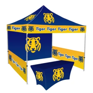 Dye Sublimation Printed 400D/600D Oxford Fabric Aluminum Outdoor Tents, Fire Retardant, Waterproof, UV Resistant, Customized