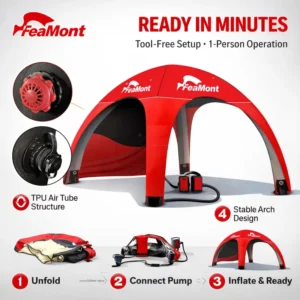 Easy to Pack Inflatable Dome Tent with Quick Release Valves for Fast Deflation and Efficient Storage