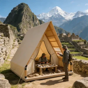Eco Friendly Smart Solar Powered Double Layer Four Season Glamping Tent Modular Design Family Camping Resorts UV One Bedroom