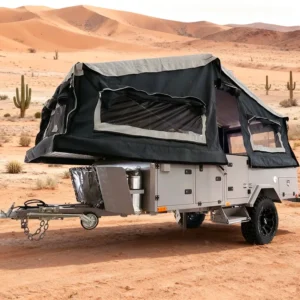 Ecocampor Lightweight Mini Travel Trailer for Camping Comfortable Living on the Go Includes Water Heater and Roof Top Tent
