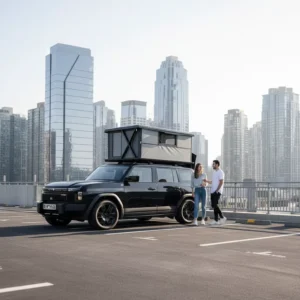 Electric Automatic 3-4 Person Aluminum Alloy Hard Shell Rooftop Tent with LED Lighting for Four-Season SUV Camping