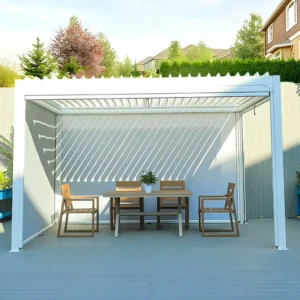 Electric Bioclimatic Louvered Aluminum Pergola with Waterproof Roof for Patio Terrace