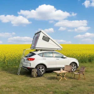 Electric Carbon Fiber All-Season Hard Shell Rooftop Tent with Remote Control and One Bedroom Capacity
