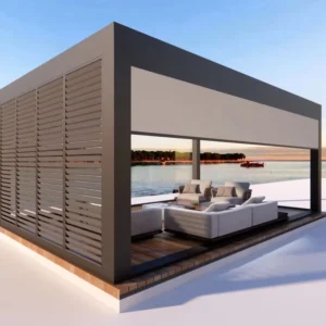 Electric Retractable-Roof Aluminum Pergola with Remote Control