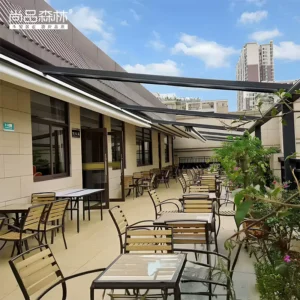 Electrically Foldable Waterproof Awning Terrace Villa Courtyard Aluminum Rain Shelter Remote Control Automatic Windproof