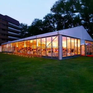 Elegant 20mX30m Aluminum Wedding Tent 500 600 800 People Luxury Glass Wall Party Marquee Weatherproof Spacious Romantic Design