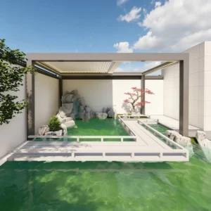 Enclosed Bioclimatic Aluminum Pergola Sliding Glass Door Prefabricated Sunroom Winter Garden Waterproof All Weather Pavilion