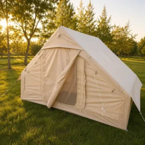 Entry Level Inflatable Tent 6.3sqm Single Door 210D Oxford Khaki Glamping Air Cabin Simple Design Affordable Outdoor Solution