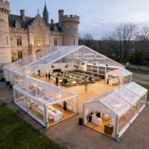 European Castle Style Conservatory Glass Tent Black Frame Orangery Atrium Garden Wedding Reception Hall