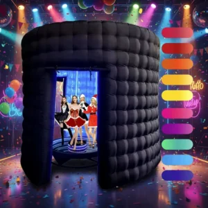 Event Party LED 360 Degree Inflatable Oxford Material Black Photo Booth Tent, Customizable Size