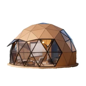 Experience Modern Luxury Four Season Double Layer Geodesic Dome Glamping Tent with Bathroom Waterproof