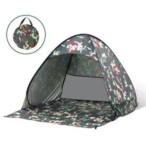 Extended Four-Season Instant Pop-Up Tent, Easy Setup, Camouflage Design for Camping and Hiking, Fiberglass and Aluminum Poles