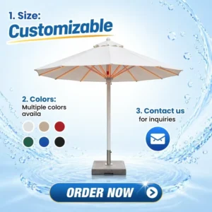 Extra Large Plaza Parasol Optional Marble Wheel Plastic Base UV Block Polyester for Mall Square Outdoor Sun Shelter