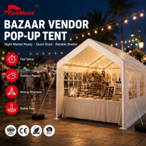 FEAMONT Premium Market Tent 10x20ft Outdoor Vending Tent Waterproof Exhibition Canopy for Luxury Brand Events