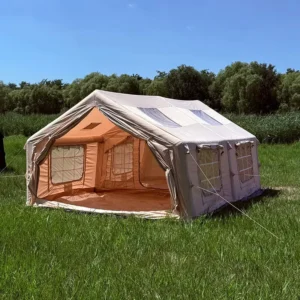 FR Large Cotton Oxford Custom Camping Tent Air Pole Two Rooms Tent for Outdoor Glamping Resort and Family Camping