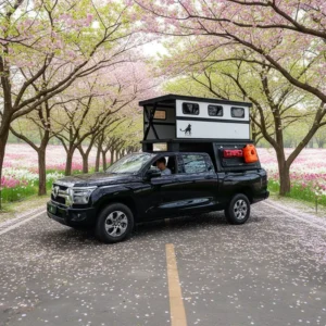 FRP PET Electric Rooftop Camper with Remote Control Four Season Foldable Hard Shell for Pickup Truck Pop up Camper