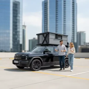 Factory Aluminum Alloy Lightweight Folding Solar Rooftop Tent with Electric Lift, PV Panels, and Four-Season Automatic Opening