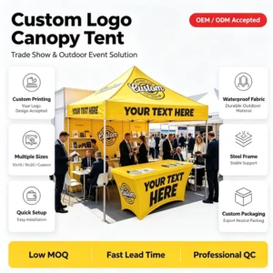 Factory Custom Logo Pop-Up Canopy Advertising Tent 10x10ft Waterproof Outdoor Exhibition Trade Show Gazebo Tent