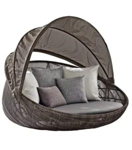 Factory Customization Modern Rattan Outdoor Daybed with Canopy Poolside Outdoor Lounge Set