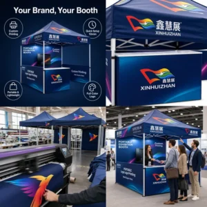 Factory Direct 3 x 3 m Custom Logo Pop-Up Canopy Tent Portable Exhibition Booth Kit with Sidewalls